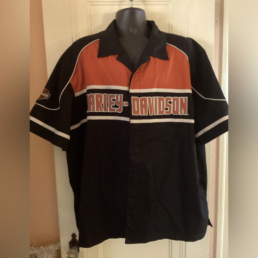 Big Man Harley Davidson Summer Snap front Shirt🖤🧡